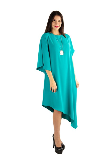 Asymmetric One Shoulder Big Size Dress - Benetton Green