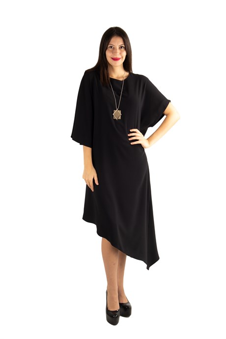 Asymmetric One Shoulder Dress - Black