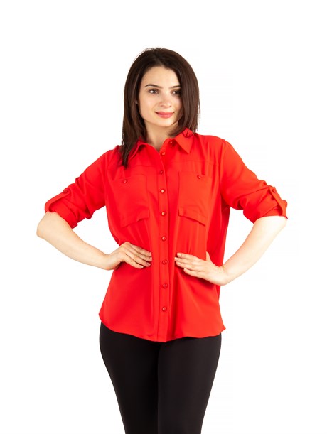 Pocket Detail Classic Shirt - Red