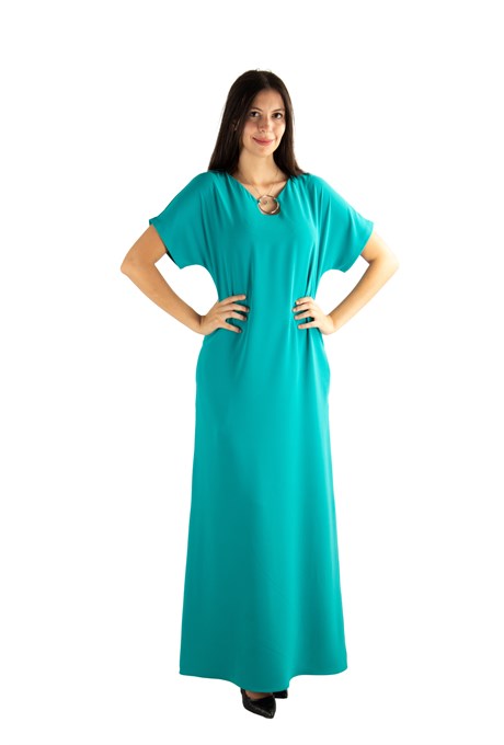 Ring Detail Long Dress - Benetton Green