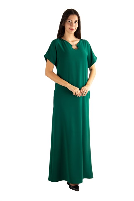 Ring Detail Long Dress - Emerald Green