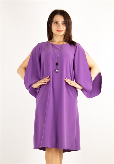 Slit Sleeve Elegant Plain Big Size Dress