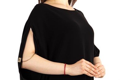 Asymmetric Big Size Dress With Chain Detail on the Sleeve - Black