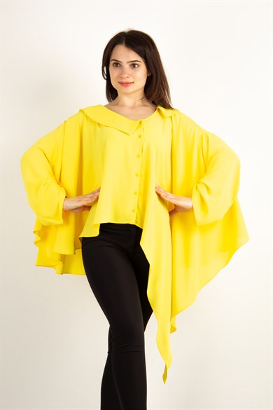 Asymmetric Cut Oversize Blouse - Yellow