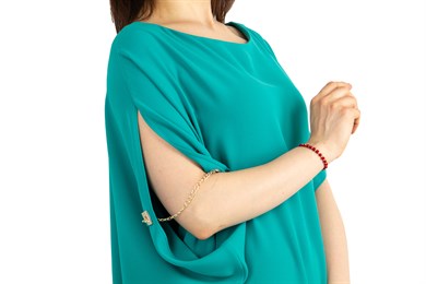 Asymmetric Dress With Chain Detail on the Sleeve - Benetton Green
