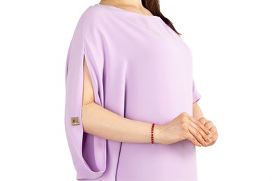 Asymmetric Dress With Chain Detail on the Sleeve - Lilac