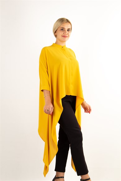 Asymmetric Hem Shirt - Mustard