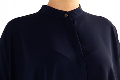 Asymmetric Hem Shirt - Navy Blue