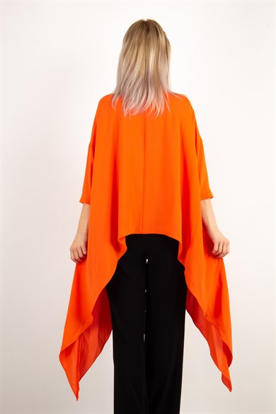Asymmetric Hem Shirt - Orange