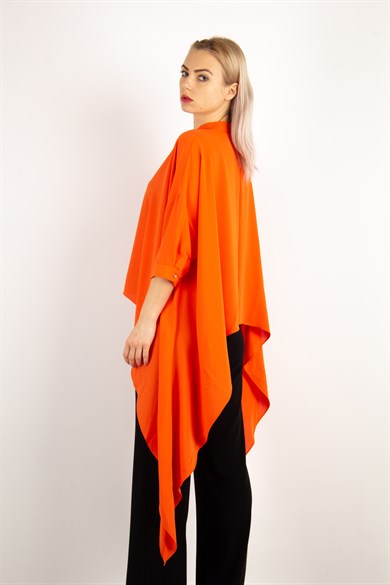 Asymmetric Hem Shirt - Orange