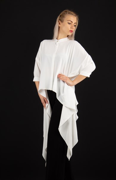 Asymmetric Hem Shirt - White