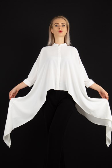Asymmetric Hem Shirt - White