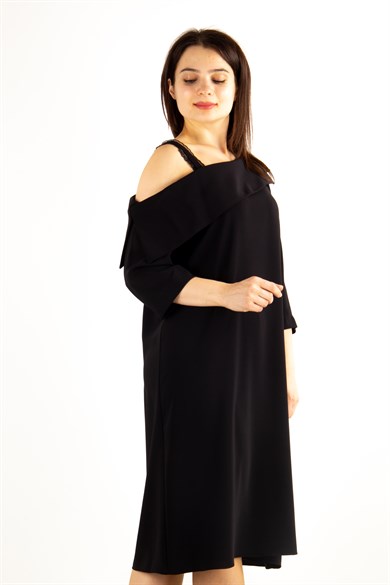 Asymmetric Off the Shoulder Dress - Black