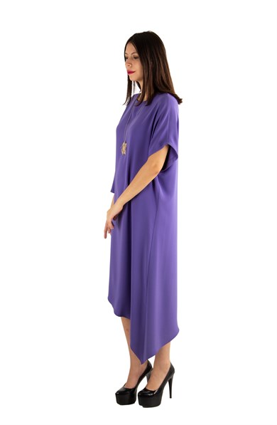 Asymmetric One Shoulder Big Size Dress - Violet
