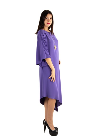 Asymmetric One Shoulder Big Size Dress - Violet