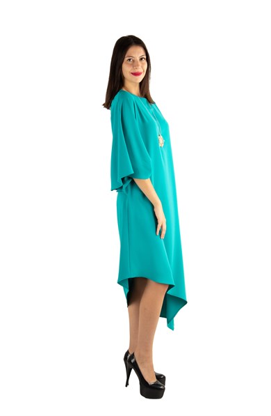 Asymmetric One Shoulder Dress - Benetton Green