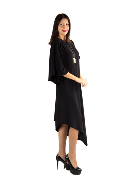 Asymmetric One Shoulder Dress - Black
