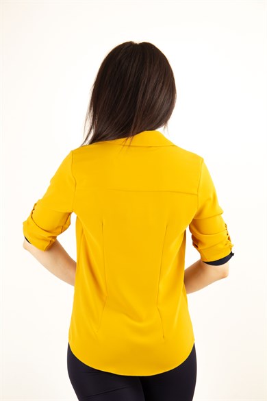 Classic Office Big Size Blouse - Mustard