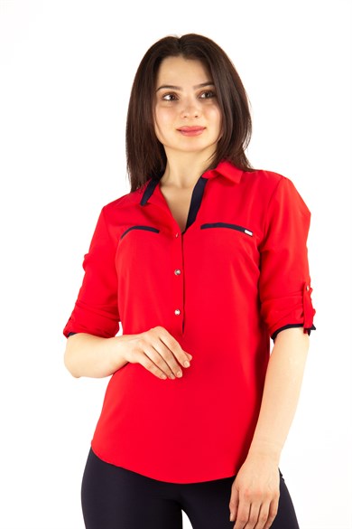 Classic Office Big Size Blouse - Red