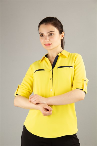Classic Office Big Size Blouse - Yellow