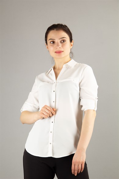 Classic Office Plus Size Shirt - White