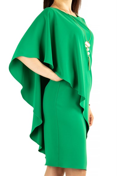 Cloak Cape Short Sleeve Elegant Bİg Size Dress