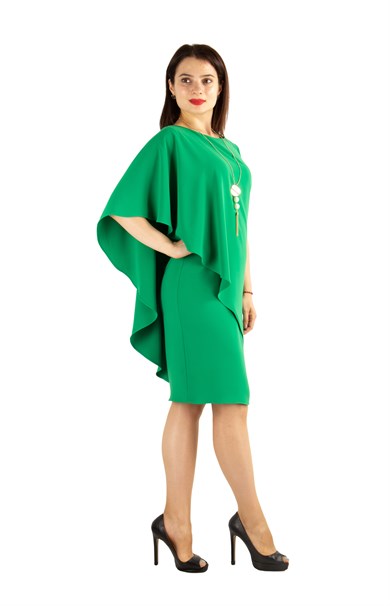 Cloak Cape Short Sleeve Elegant Bİg Size Dress