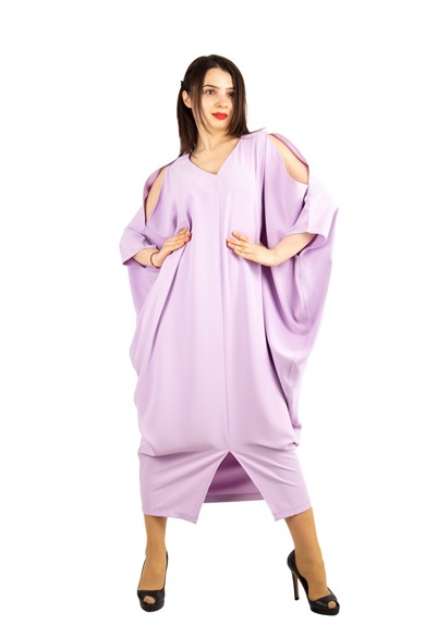 Cold Shoulder Batwing Maxi Dress - Lilac