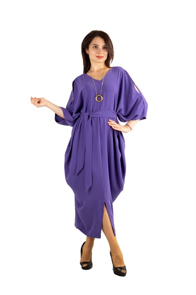 Cold Shoulder Batwing Maxi Dress - Violet