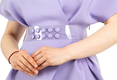 Elegant V Neck Wrap Scuba Slit Big Size Dress with Belt - Lilac
