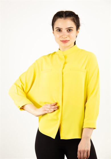 High Collar Classic Shirt - Yellow