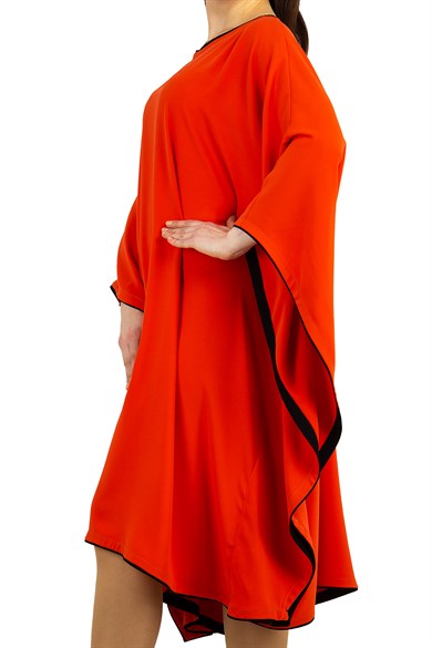 Kimono Sleeve Midi Dress - Orange/Black