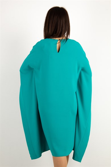 Kimono Sleeve Stylish Midi Dress - Benetton Green
