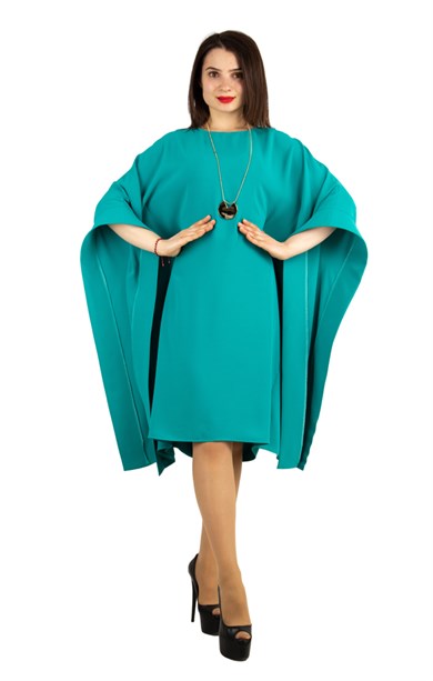 Kimono Sleeve Stylish Midi Dress - Benetton Green