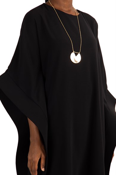 Kimono Sleeve Stylish Midi Dress - Black