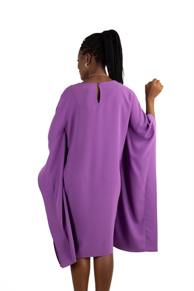 Kimono Sleeve Stylish Midi Dress - Purple