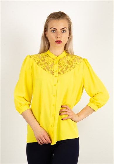 Lace Chest Shirt - Yellow