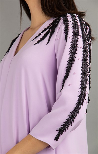 Lace Detail Shoulder V-Neck Dress