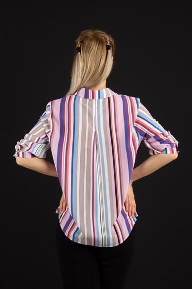 Multi Color Printed Baloon Hem Women Shirt