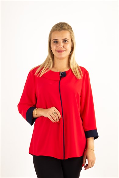 Neck Detail Top - Red