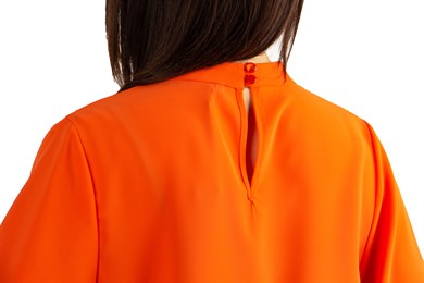 O Neck Long Wide Sleeve Big Size Top - Orange