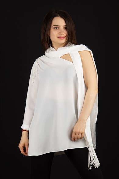 One Shoulder Tie Blouse - White