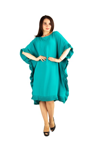 Oversized Frill Ruffle Dress - Benetton Green