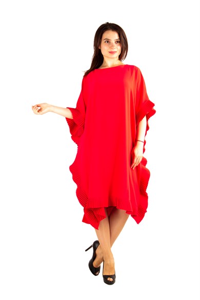 Oversized Frill Ruffle Dress - Red