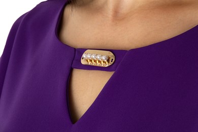 Pearl Brooch Detailed Cold Shoulder Big Size Dress - Violet