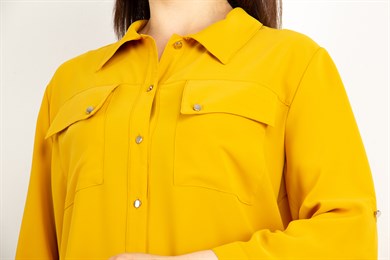 Pocket Detail Classic Blouse - Mustard