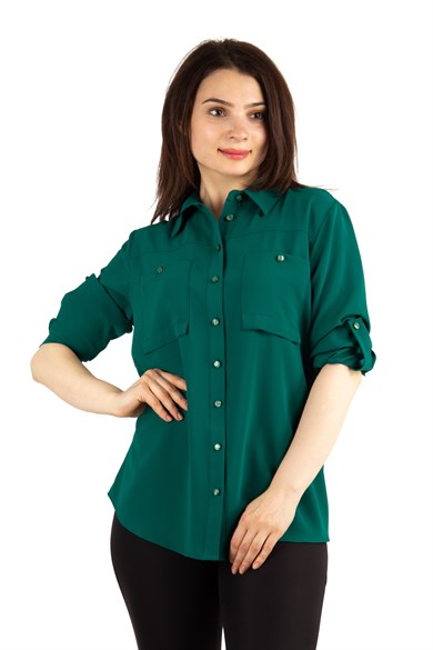 Pocket Detail Classic Shirt - Emerald Green