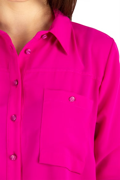 Pocket Detail Classic Shirt - Fuchsia