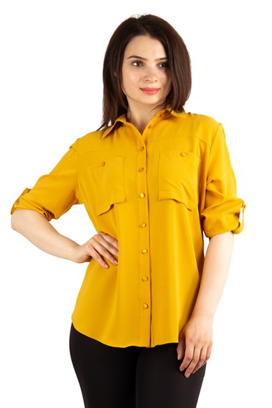 Pocket Detail Classic Shirt - Mustard