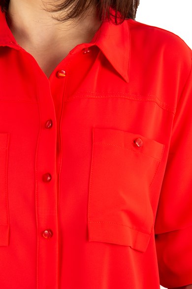 Pocket Detail Classic Shirt - Red